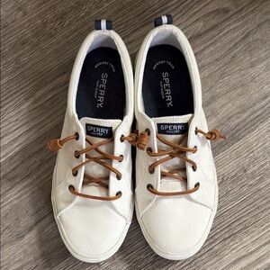 Sperry Off-White Canvas Shoes with Tan Laces